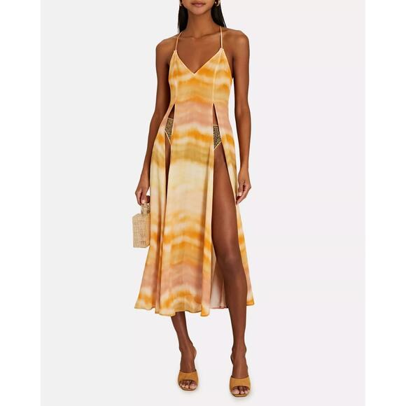 Cult Gaia Domino Printed Midi Coverup Beach Dress Split Front Dusty Dye Size M - Picture 2 of 14